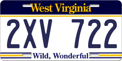 WV license plate 2XV722