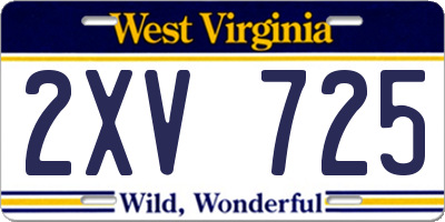 WV license plate 2XV725