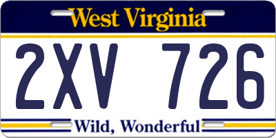 WV license plate 2XV726