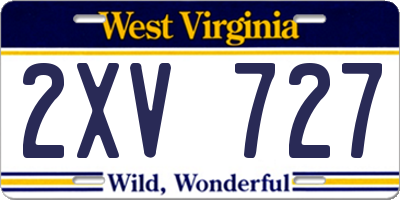 WV license plate 2XV727