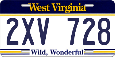 WV license plate 2XV728