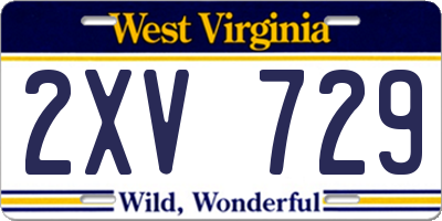 WV license plate 2XV729