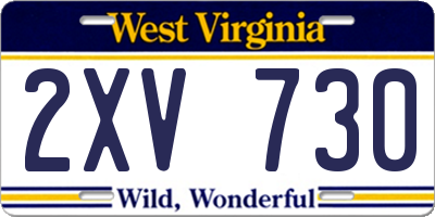 WV license plate 2XV730
