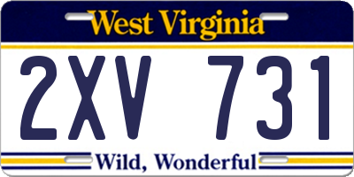 WV license plate 2XV731