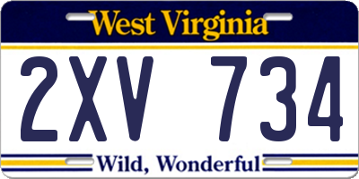 WV license plate 2XV734