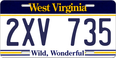 WV license plate 2XV735