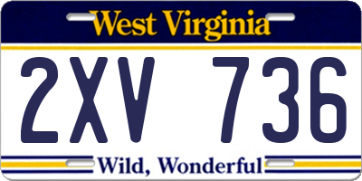 WV license plate 2XV736