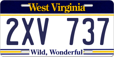 WV license plate 2XV737