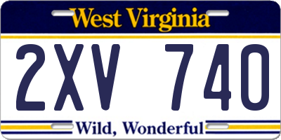 WV license plate 2XV740