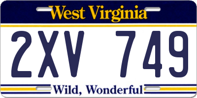 WV license plate 2XV749