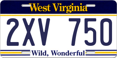 WV license plate 2XV750