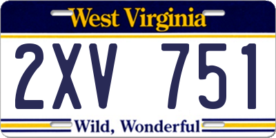 WV license plate 2XV751