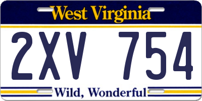 WV license plate 2XV754