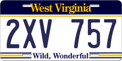 WV license plate 2XV757
