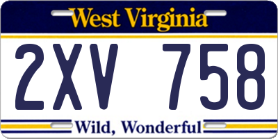 WV license plate 2XV758