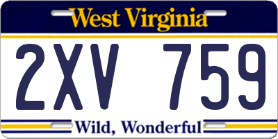 WV license plate 2XV759
