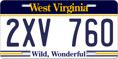 WV license plate 2XV760