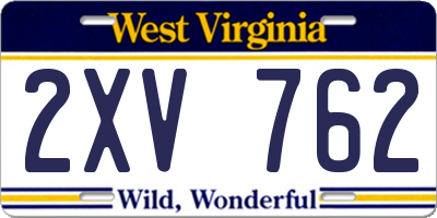 WV license plate 2XV762