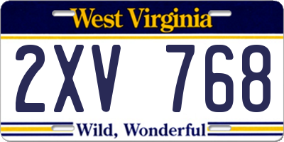 WV license plate 2XV768