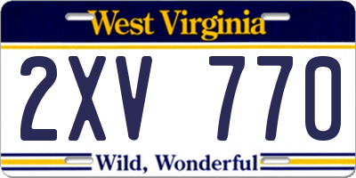 WV license plate 2XV770