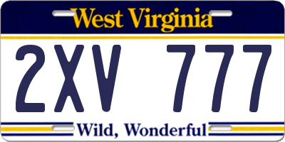 WV license plate 2XV777