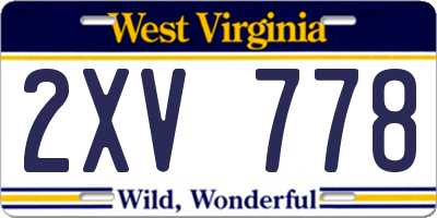 WV license plate 2XV778