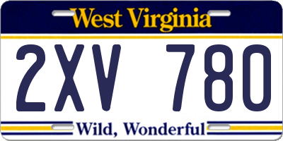 WV license plate 2XV780