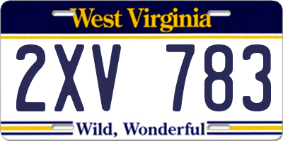 WV license plate 2XV783
