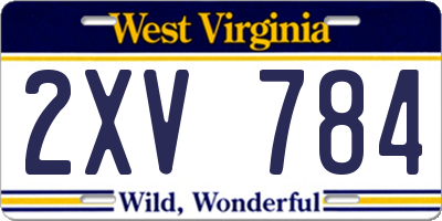 WV license plate 2XV784