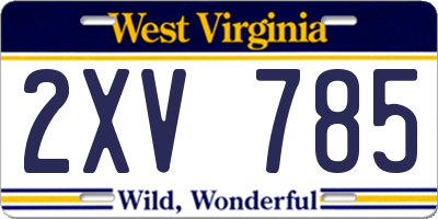 WV license plate 2XV785