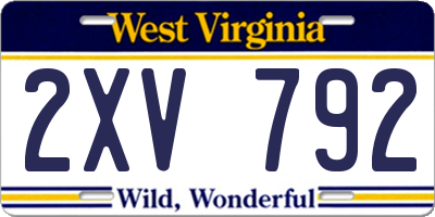 WV license plate 2XV792