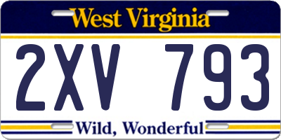 WV license plate 2XV793