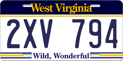WV license plate 2XV794