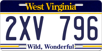 WV license plate 2XV796