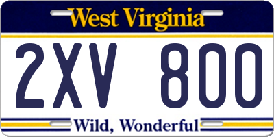 WV license plate 2XV800