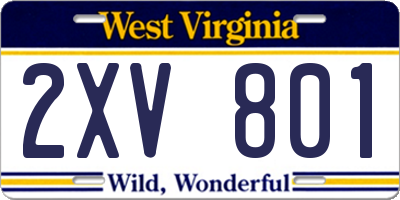 WV license plate 2XV801