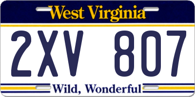 WV license plate 2XV807