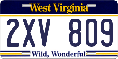 WV license plate 2XV809