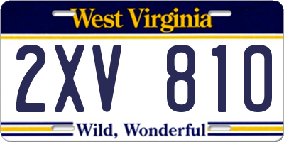 WV license plate 2XV810