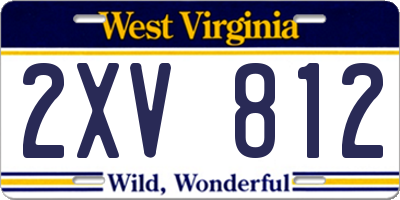 WV license plate 2XV812