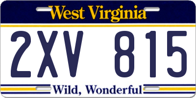 WV license plate 2XV815