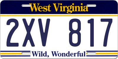 WV license plate 2XV817