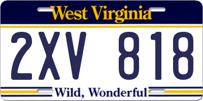 WV license plate 2XV818