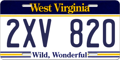 WV license plate 2XV820