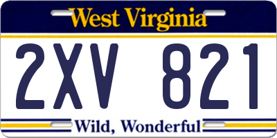 WV license plate 2XV821