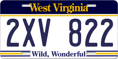 WV license plate 2XV822