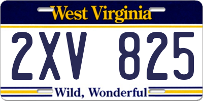 WV license plate 2XV825