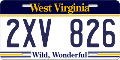 WV license plate 2XV826