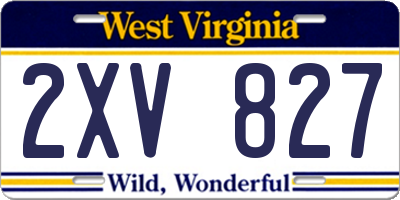 WV license plate 2XV827