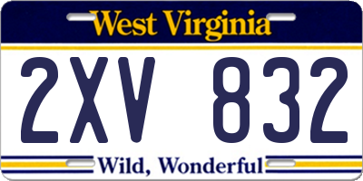 WV license plate 2XV832